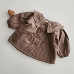 پالتو دخترانه کتان خزدار گلدوزی شده سایز 1 تا 6 سال - Image 2