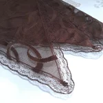 مینی اسکارف زنانه سه گوش طرح حلقه رنگ قهوه ای قواره 70 در 70 توری درجه یک - Image 3
