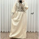 پیراهن زنانه لینن طرح مایا فری سایز مناسب تا 48 با کمربند - تصویر 9
