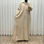 پیراهن ساحلی نخی زنانه مدل آیدا فری سایز مناسب تا 50 با کمربند - تصویر 10