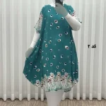 پیراهن ساحلی زنانه نخی آستین کوتاه فری سایز مناسب تا سایز 52 - Image 3