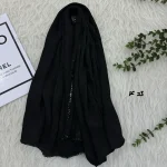 شال نخی مشکی قواره بزرگ 90 در 200 سانتیمتر بدون سُر خوردن و چروک شدن - Image 9