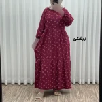 پیراهن ساحلی نخی گلدار زنانه و دخترانه فری سایز مناسب تا 44 با کمربند - تصویر 4