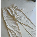 شلوار بگ لینن زنانه کرم کمر کشی سایز 1 و 2 - Image 3