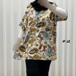تیشرت نخی زنانه و دخترانه دکمه دار چهارفصل سایز بزرگ - Image 9