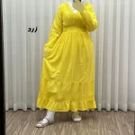 پیراهن ساحلی زنانه آستین بلند نخی تافته فری سایز مدل سلن دکمه دار آستردار - Image 4
