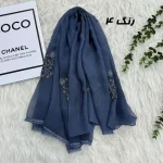 شال وارداتی مجلسی نگینی حریر دانتل - تصویر 14