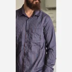 پیراهن جین آستین بلند دو جیب مردانه پارچه جین کاغذی کشی سایز M تا XXL - Image 6