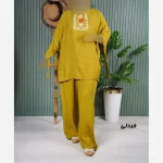 ست بلوز و شلوار نخی زنانه مدل سنتی فری سایز مناسب تا 48 - Image 2