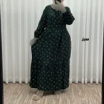 پیراهن ساحلی نخی گلدار زنانه و دخترانه فری سایز مناسب تا 44 با کمربند - تصویر 3