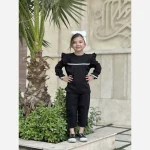 شومیز دخترانه مشکی شانتون نخ مناسب 1 تا 8 سال - Image 2