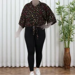 شومیز نخی گرهای زنانه و دخترانه فری سایز دکمهدار - Image 5