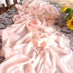 شال نخی سوپر گیاهی 3 متری مشکی و سفید طرح ساده ابعاد 80 در 250 سانتی متر - Image 6