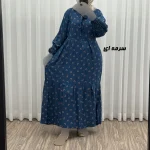 پیراهن ساحلی نخی گلدار زنانه و دخترانه فری سایز مناسب تا 44 با کمربند - تصویر 6