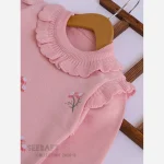 بلوز پاییزه دخترانه تونیک بافت طرح گلدار سایز 2 تا 6 سال - Image 3
