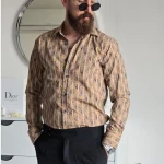 پیراهن آستین بلند مردانه نخی سایز M تا XXL رنگی - Image 9