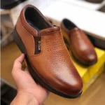 کفش چرم مردانه مدل کرینگر عسلی چرم طبیعی گاوی زیره پیو - تصویر 3