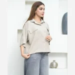 شومیز باکسی زنانه و نوجوان آستین سه ربع جنس صوفیا آبشاری - Image 6