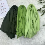 شال نخی پفکی کریشه قواره 190 در 75 سانتیمتر بدون پرزدهی و سر خوردن - تصویر 2