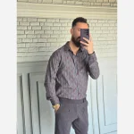 پیراهن آستین بلند مردانه نخی سایز M تا XXL رنگی - Image 8