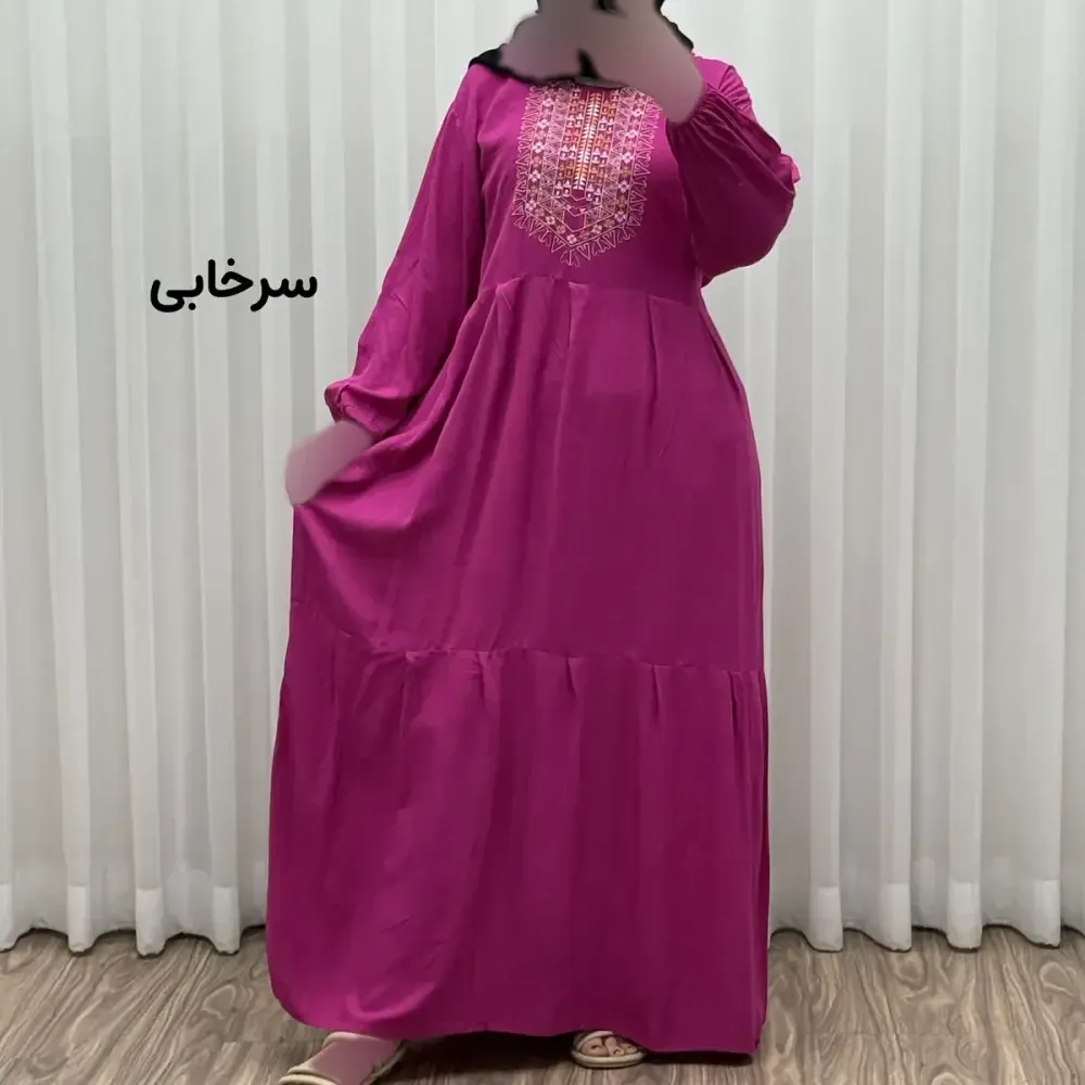 6a8e3287-c9ab-467c-be9f-f3d9df29874d پیراهن ساحلی نخی زنانه مدل آیدا فری سایز مناسب تا 50 با کمربند - تصویر 1