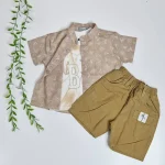 سه تکه اسپرت پسرانه پیراهن تاپ و شلوارک جین طرح لنگر - Image 5