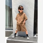 ست دو تکه بلوز و شلوارک لینن اسپرت دخترانه و پسرانه سایز 2 تا 8 سال - Image 7