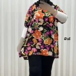 تیشرت نخی زنانه و دخترانه دکمه دار چهارفصل سایز بزرگ - Image 10