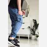 شلوار شش جیب مردانه پارچه نیل سایز 50 تا 60 رنگ طوسی مشکی سبز - Image 17