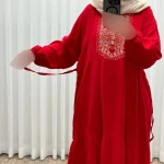 پیراهن ساحلی نخی زنانه مدل آیدا فری سایز مناسب تا 50 با کمربند - تصویر 6