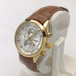 ساعت مچی زنانه سیکو بند چرمی طلایی صفحه سفید موتور ژاپن - تصویر 2