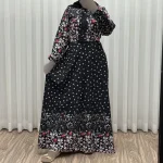 پیراهن ساحلی زنانه فلور بوگاتی دکمهدار فری سایز با کمربند - تصویر 2
