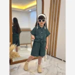 ست شومیز و شلوارک دخترانه مدل گره ای طرح سوفیا سایز 2 تا 9 سال - Image 2