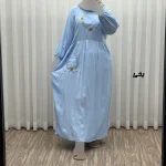 پیراهن نخی گلدوزی زنانه مدل خاطره فری سایز تا 48 با کمربند - Image 7
