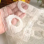 مینی اسکارف گیپور لمه دار رنگ شیره ای - Image 2