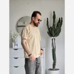 تیشرت مردانه آستین کوتاه پنبهای یقه کش خنک و لطیف رنگ مشکی و سفید - Image 9