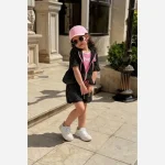 ست سه تکه دخترانه تاپ رویه تور و شلوارک مناسب 2 تا 9 سال - Image 4
