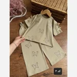 ست تیشرت و شلوار دخترانه پنبهای سایز 35 تا 60 مناسب 3 تا 12 سال - تصویر 2