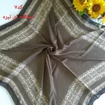 روسری زنانه نخی طرح حاشیه دار قواره 100 سانتیمتر - تصویر 8