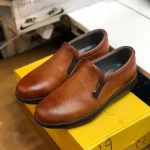 کفش چرم مردانه مدل کرینگر عسلی چرم طبیعی گاوی زیره پیو - تصویر 7