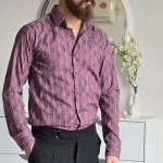 پیراهن آستین بلند مردانه نخی سایز M تا XXL رنگی - Image 4
