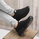 کفش پیادهروی مردانه اسکیچرز مدل Perfect رنگ مشکی بدون بند جورابی - تصویر 5