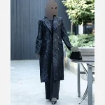مانتو مدل کیمیا ناز کرپ ژاکلین مشکی سایز 40 تا 50 قد 110