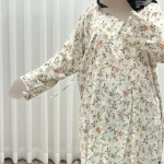 تونیک نخی زنانه مدل هاوایی سایز بزرگ فری سایز تا 50 دکمه دار - تصویر 5