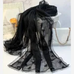 شال پاپیونی توری مجلسی زنانه دور گیپور سایز 170 در 60 رنگبندی متنوع - Image 6