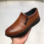 کفش چرم مردانه مدل کرینگر عسلی چرم طبیعی گاوی زیره پیو - تصویر 6