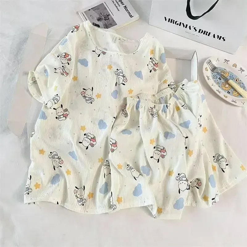 97c93413-7d7b-4904-8148-c3deec70243d تیشرت شلوارک زنانه و دخترانه وارداتی جنس کریشه چهارفصل - تصویر 1