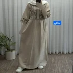 پیراهن زنانه لینن طرح مایا فری سایز مناسب تا 48 با کمربند - تصویر 10