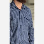 پیراهن جین آستین بلند دو جیب مردانه پارچه جین کاغذی کشی سایز M تا XXL - Image 2