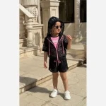ست دخترانه سه تکه تاپ رویه تور و شلوارک مناسب 2 تا 9 سال - Image 8